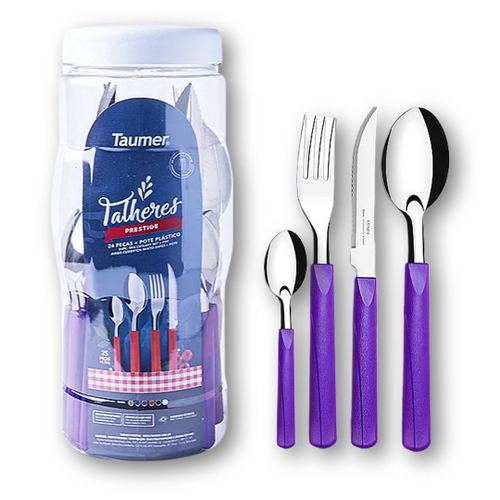 PORTA TALHERES - KIT COM ESTOJO, GARFO, FACA E COLHER - ROXO