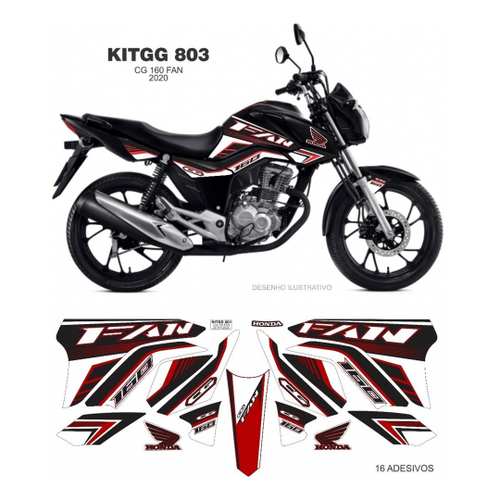 Jogo Adesivos Tanque Moto Honda Cg Titan 160 2018/2020