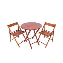 Jogo De Mesa Dobrável De Madeira Redonda Com 2 Cadeiras Classic Castanho - Une Móveis é boa?