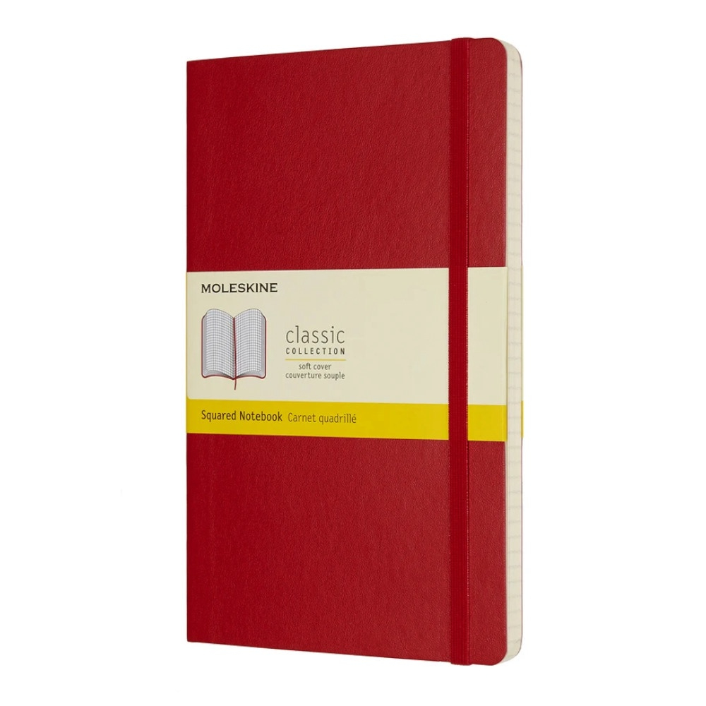 Caderno Clássico Moleskine Grande Quadriculado Vermelho Dura em