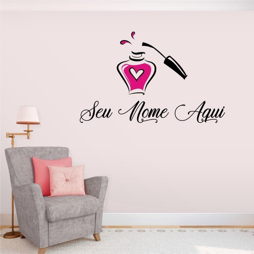 Adesivo de parede com nome personalizado para salão de beleza, adesivo de  parede com nomes personalizados para unhas, decoração de casa, menina,  salão