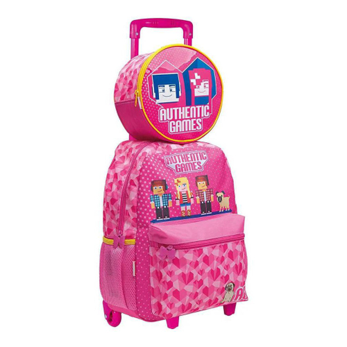 Kit Mochila Escolar Infantil Brancoala Games Rodinhas Tam G