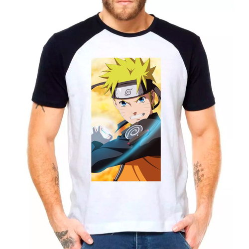 Camiseta Unissex Naruto e Sasuke Modo Sharingan e Kyuubi Uzumaki e