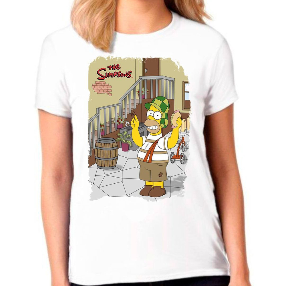 Camiseta Homer Simpsons Chaves Desenho Camisa Feminina No Shoptime 1728