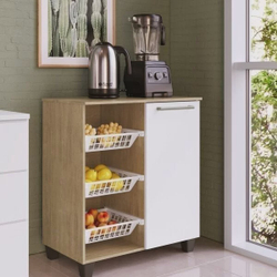 Balcão para Forno com Fruteira 1 Porta Delmarco Móveis Dakar/Branco Brilho Menor preço em Balcão para Forno com Fruteira 1 Porta Delmarco Móveis Dakar/Branco Brilho