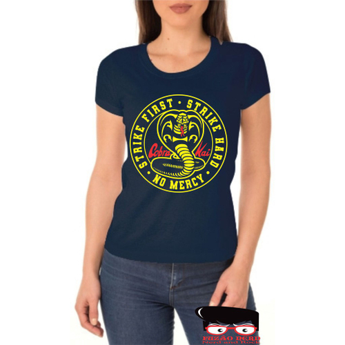 Camiseta baby look feminina cobra kai série netflix fuzão nerd em