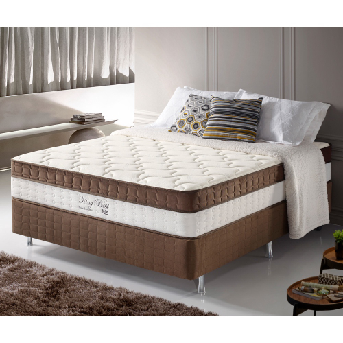 Conjunto Cama Box King Size Durham 193x203x60 Preto/Branco c/ Molas  Ensacadas em Promoção na Americanas