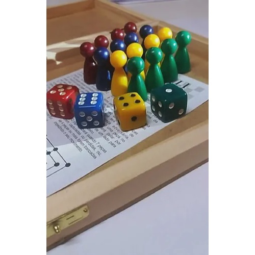 Oficial Jogo D/ Ludo C/ 4 Dados Grande Estojo 31 X 31 X 2cm