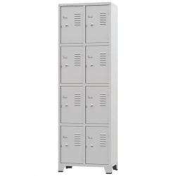 Armário Roupeiro De Aço Vestiário Academia 8 Portas Locker Cinza Menor preço em Armário Roupeiro De Aço Vestiário Academia 8 Portas Locker Cinza