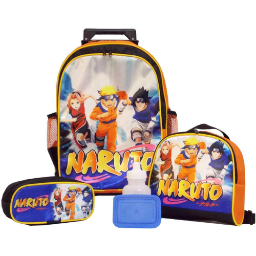 Mochila Escolar Naruto Uzumaki Desenho Rodinha G Meninos - Kids