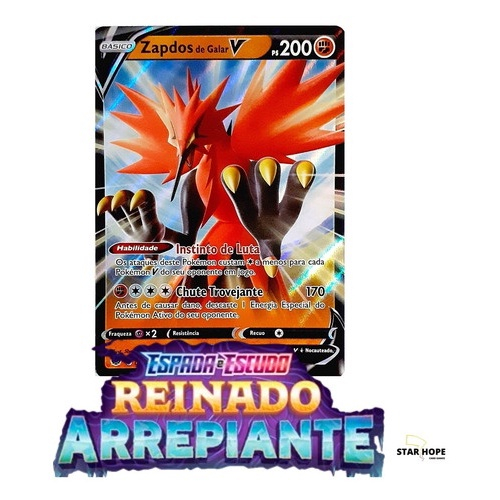 Carta Pokémon Zapdos De Galar V Lendário Reinado Arrepiante em Promoção na  Americanas