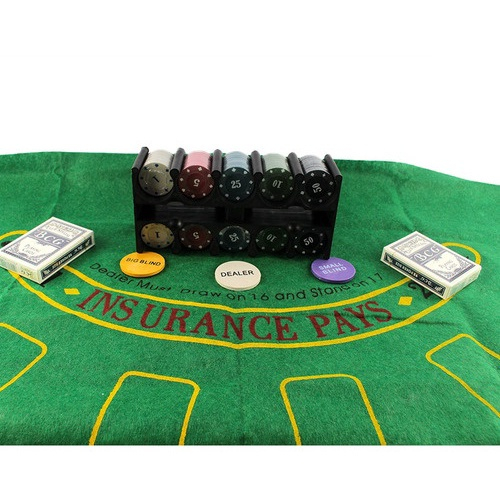 Jogo De Poker Texas Hold'em Poker Set Fichas Bralho E Toalha em