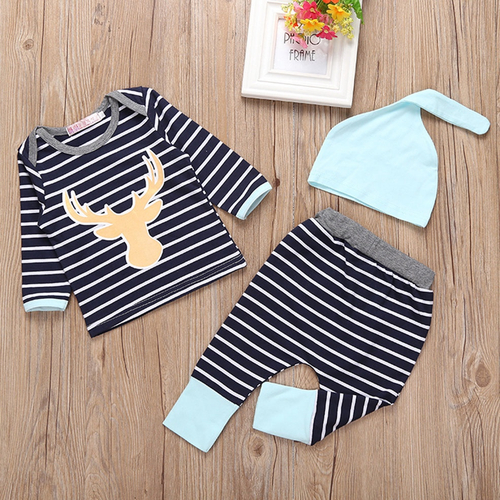 Nova Marca 3 Unidades Conjunto De Algodao Manga Comprida De Cervo Impresso Tops De Camisa Calcas Compridas Lindo Chapeu Em Promocao Ofertas Na Americanas