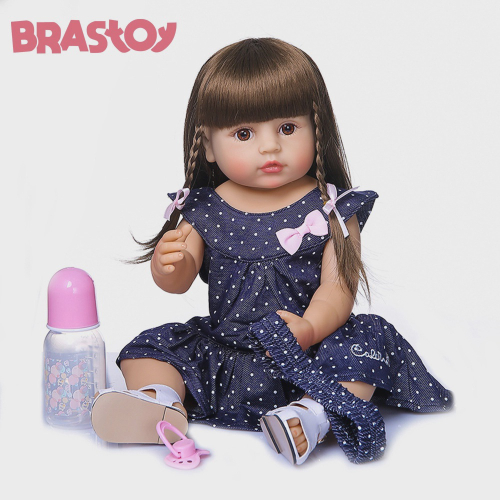 Brastoy Boneca Bebê Reborn Menina Silicone 