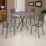 Conjunto de Mesa Itália 0,70m Tampo Granito com 4 Cadeiras 591/15 Madmelos Craquelado Dark / Folha