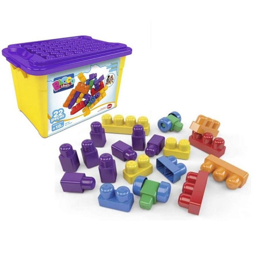 Blocos De Montar 22 Peças Mk165 Box Block Infantil Educativo Pedagógico Encaixe Didático Dia Da