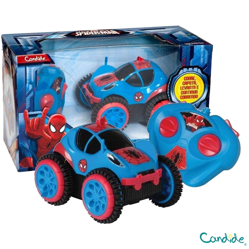 Carrinho Controle Remoto Carro Homem Aranha Brinquedo Flip