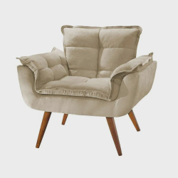Poltrona Decorativa Recepção Opala Tecido Suede Bege Menor preço em Poltrona Decorativa Recepção Opala Tecido Suede Bege