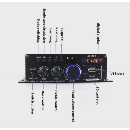 Ak380 400w 400w Amplificador De Potência De Áudio 2 0 Ch em Promoção