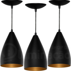 Kit 3 Pendentes Vegas (preto Textura / Dourado) é boa?