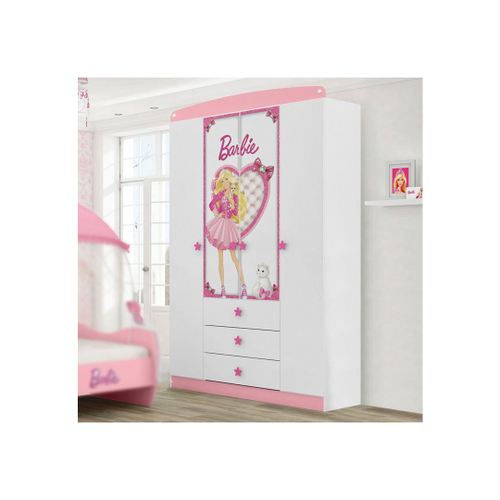 Guarda-Roupa Barbie 4 Portas Star Branco e Rosa Pura Magia - Compre Agora