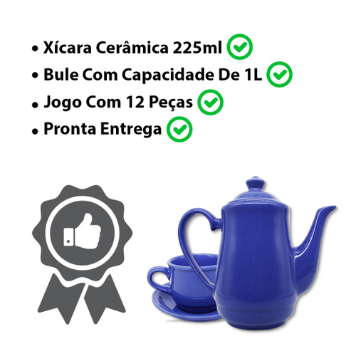 Jogo De Chá Café Bule Xícara Pires Cerâmica Preto 12 Peças em Promoção na  Americanas