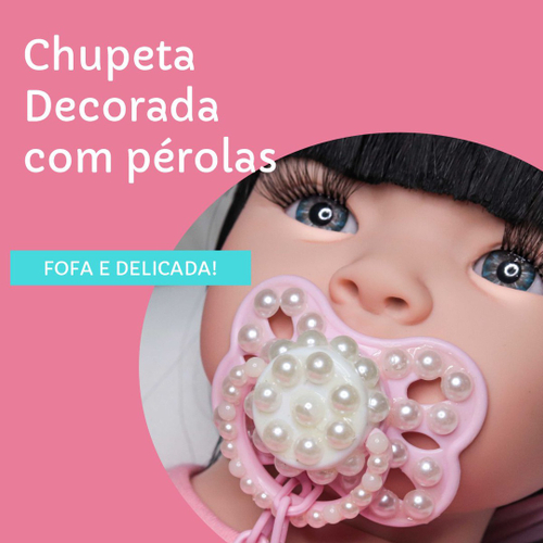 Boneca Bebê Reborn Menina Silicone 50cm com Acessórios Pode Dar Banho