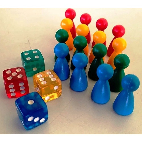 4 Jogos Tabuleiro C/ 16 Pinos E 4 Dados De Ludo Grandes