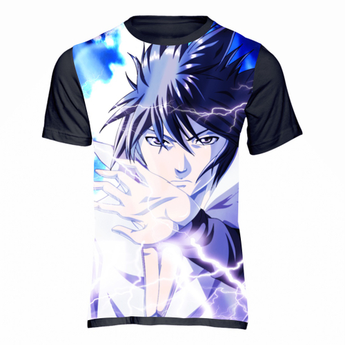 Camiseta Manga Curta com Estampa Sasuke Preto