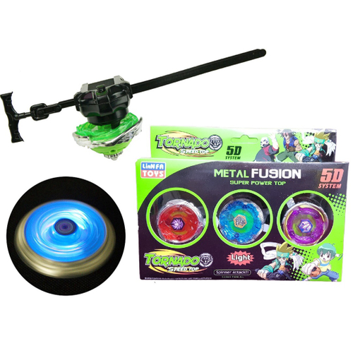 Kit Beyblade Metal 5D Brinquedo 4 Peões Led Toys - Speed Top