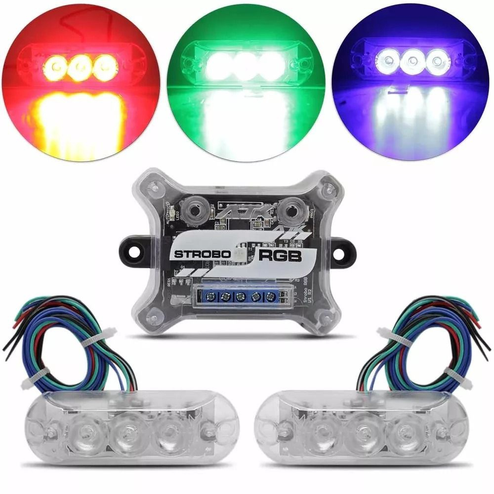 8 Strobo Automotivo Carro Ajk 8 Faróis Rgb Com Controle Novo