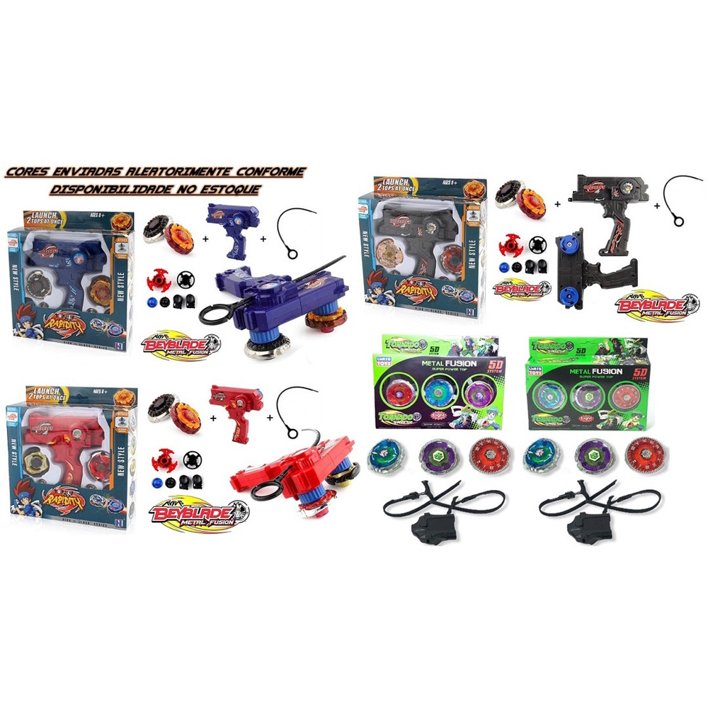 Kit Beyblade Metal 5D Brinquedo 4 Peões Led Toys na Americanas