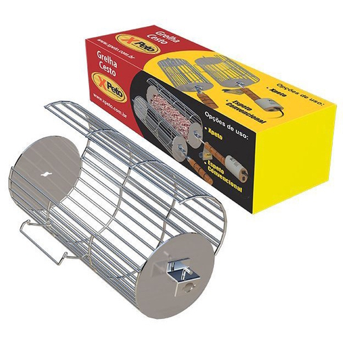 Grelha Cesto Espeto Giratório 65cm Grill Laurindos Curto