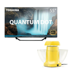 Combo Cinema - Tela Toshiba qled 55 Pol. 550KB Quantum dot 4K Smart e Pipoqueira Sem Óleo 127V-1200W Amarela - TB001K Menor preço em Combo Cinema - Tela Toshiba qled 55 Pol. 550KB Quantum dot 4K Smart e Pipoqueira Sem Óleo 127V-1200W Amarela - TB001K