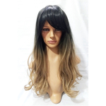 Peruca Lace Wig Ondulada Preto Ombre Hair Loiro Fibra Futura