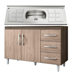 Balcão Gabinete Com Pia Inox 120cm 2 Portas Castanho avelã é boa?