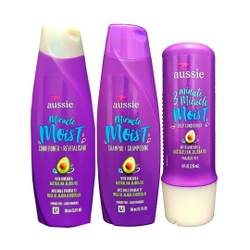 Kit Aussie Shampoo + Condicionador + 3 Minute Miracle Moist Menor preço em Kit Aussie Shampoo + Condicionador + 3 Minute Miracle Moist
