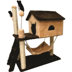 Arranhador Para Gato Com Casa Rede Escada Bege Menor preço em Arranhador Para Gato Com Casa Rede Escada Bege