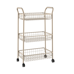 Carrinho Organizador Multiuso 3 Prateleira Champagne Paris Aço 75 x 46 cm Premium Menor preço em Carrinho Organizador Multiuso 3 Prateleira Champagne Paris Aço 75 x 46 cm Premium
