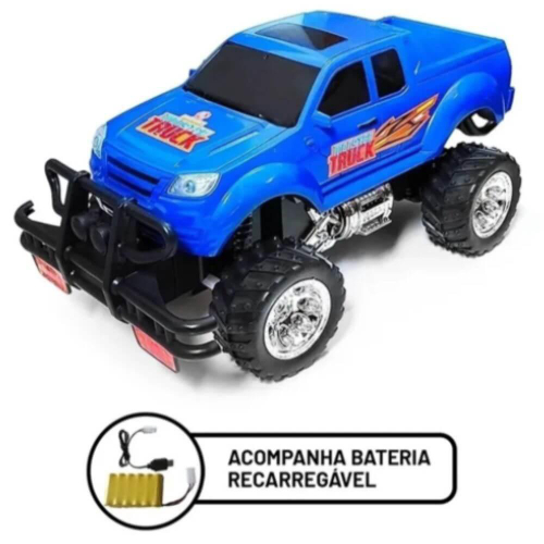 Carrinho De Controle Remoto Monster Truck Azul Polibrinq