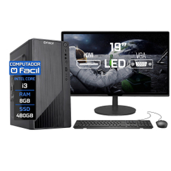 Computador Completo Fácil Intel Core i3 8GB ssd 480GB Monitor 19 hdmi LED Teclado e Mouse Menor preço em Computador Completo Fácil Intel Core i3 8GB ssd 480GB Monitor 19 hdmi LED Teclado e Mouse