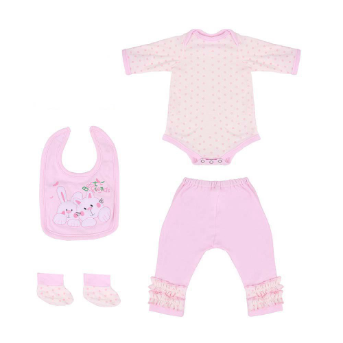 Roupa Para Boneca Bebê Reborn Coelho Com Bolinha Rosa - Shiny Toys