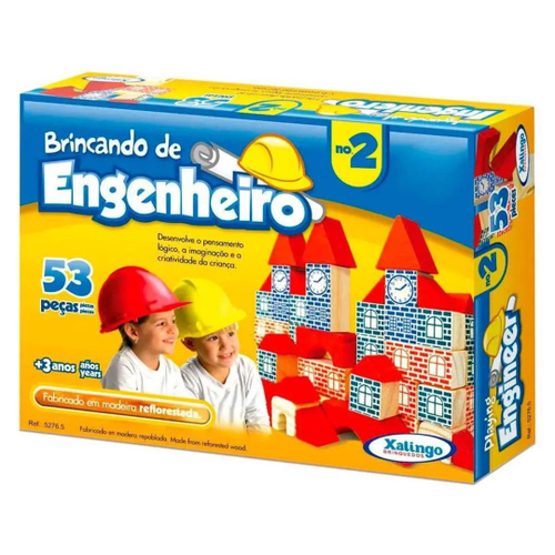 Blocos De Montar Brincando de Engenheiro 60 Peças Blocos de