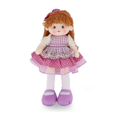 Boneca de Pano Vestido Roxo Xadrez - Fofy Toys - Button Shop