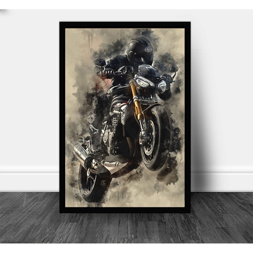 Quadro Decorativo Moto Em Cidade Desenho VEIM001 - PORTO QUADROS