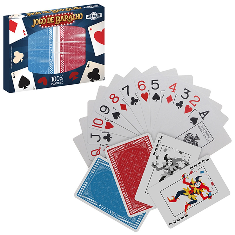 Kit Jogo de Cartas Baralho + 1 Dado Diversão Lazer e Hobby -  Branco+Vermelho