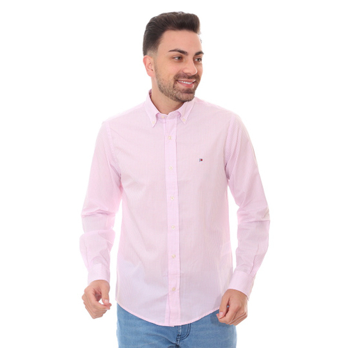 Camisa Regular em Algodão com Estampa Xadrez Vichy Azul