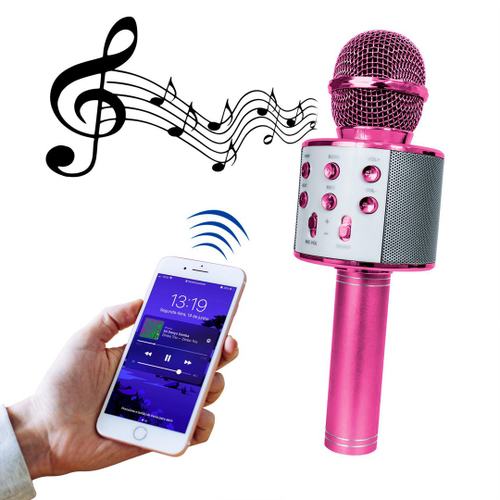 Karaoke Microfone Bluetooth Rosa Sem Fio - Smartek