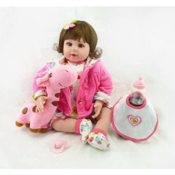 Brastoy Boneca Bebê Reborn Silicone Original Menina 55cm Olhos Castanho  Elefantinho no Shoptime