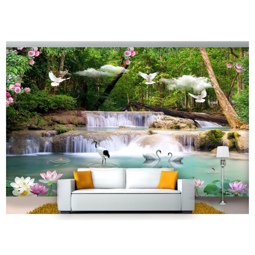 Papel De Parede Animais Tigre Paisagem 3D 6M² Anm120 em Promoção